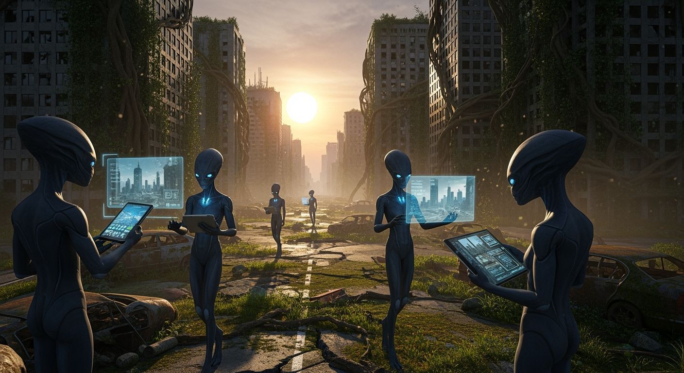 Alien Archaeologists Explore Post-Apocalyptic Earth