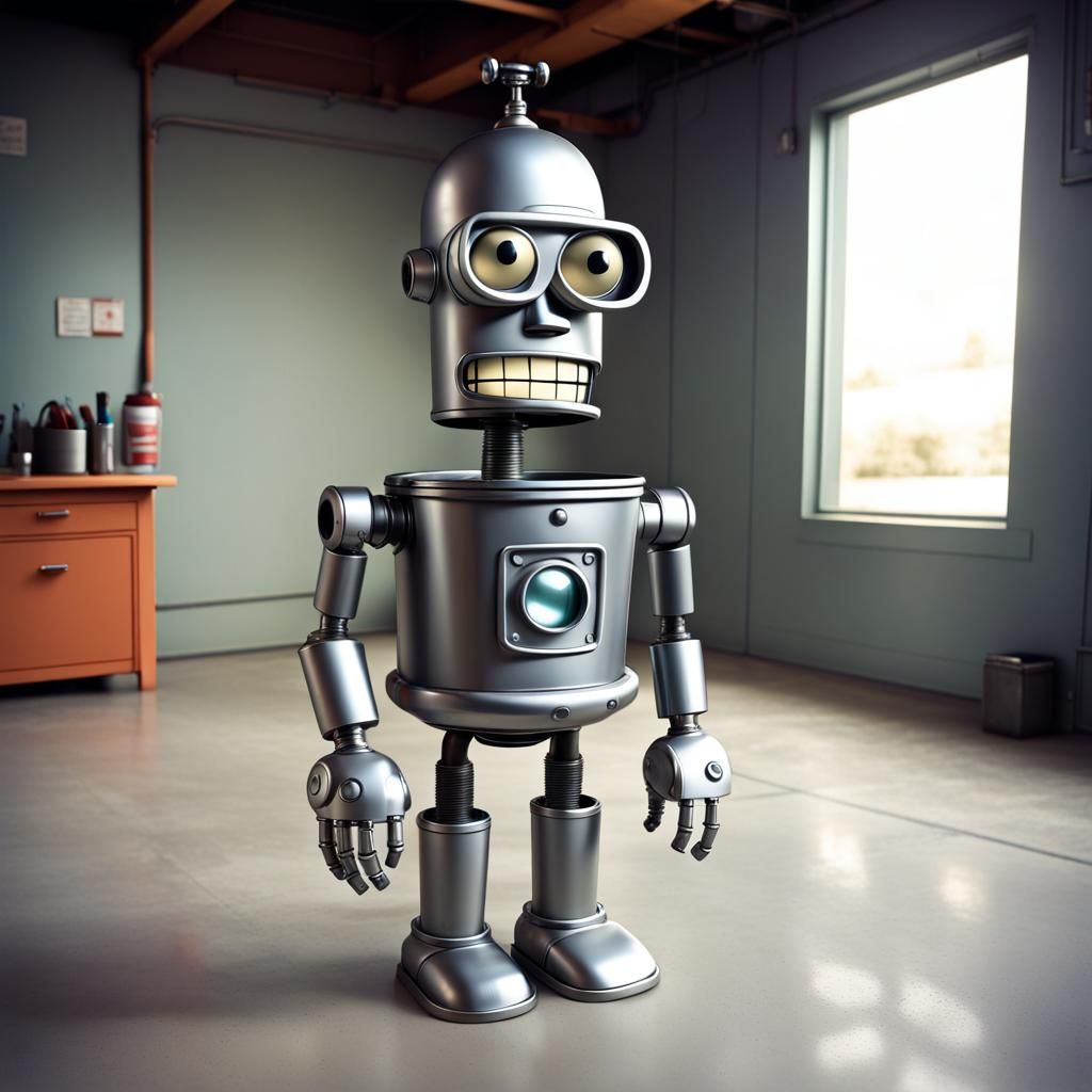 Bender Robot in Futurama Cartoon Style
