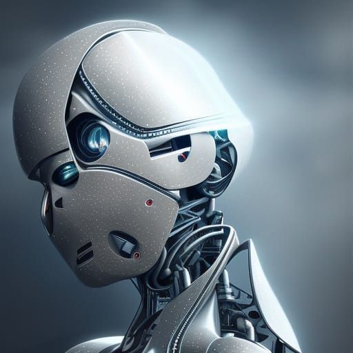 Robot Portrait Expressing Love and Peace