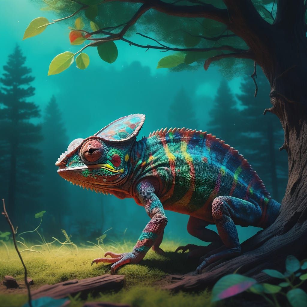 Epic Chameleon Portrait in Vibrant Colors