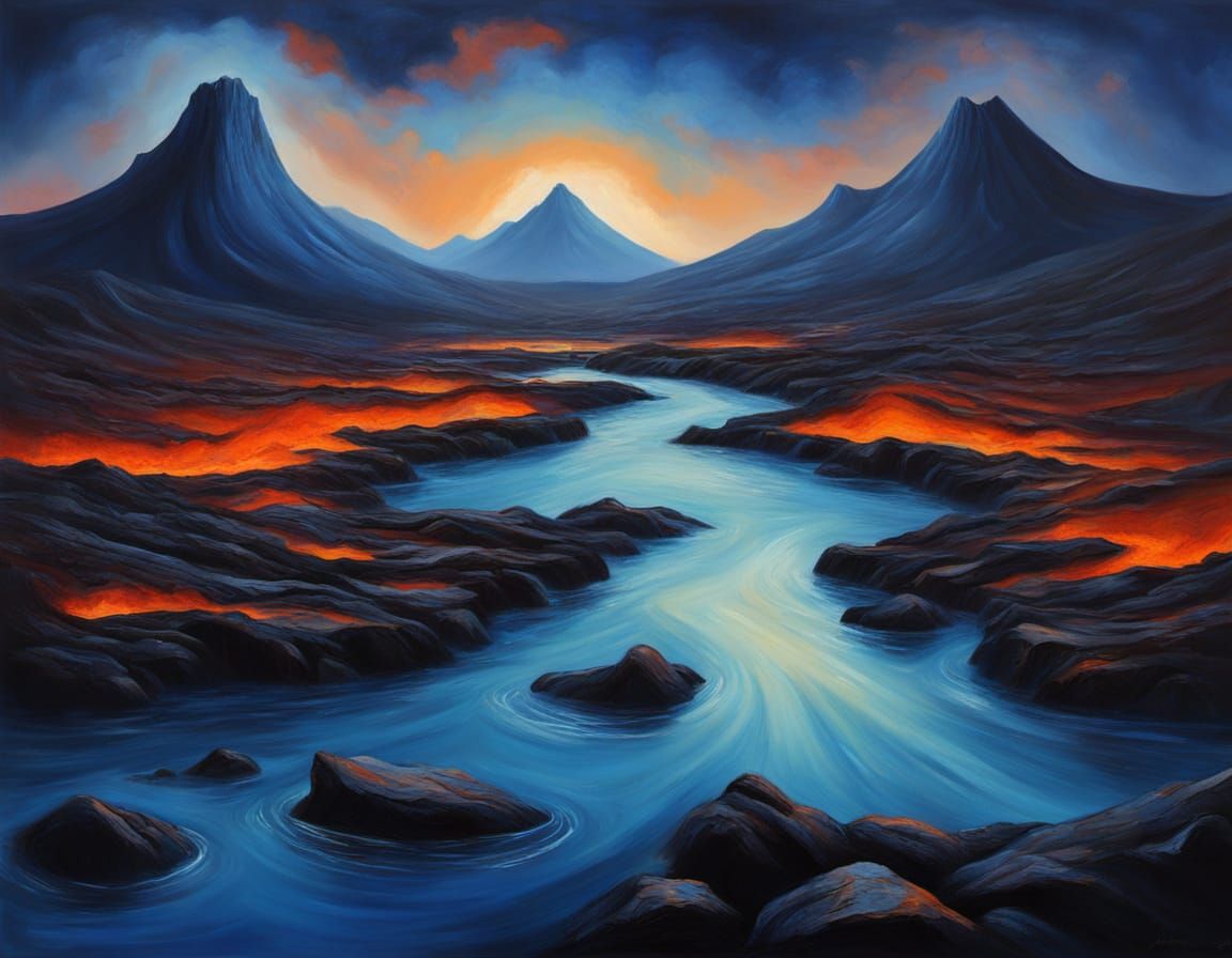 Glorious Cobalt Charred Lava Landscape