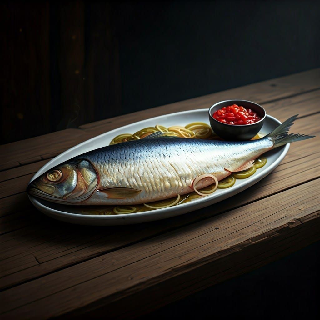 Pickled Herring: A Delicious Appetizer, Detailed Matte Paint...