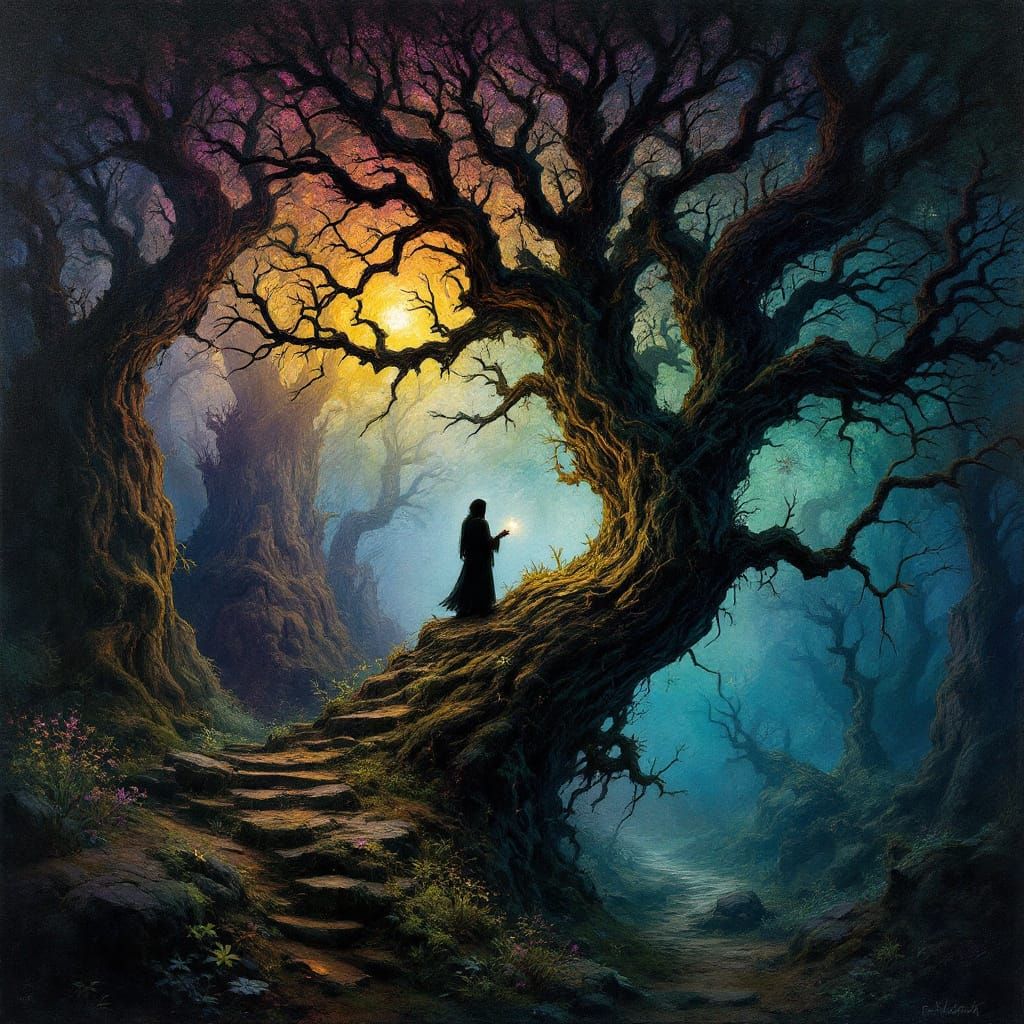 Mystical Forest Glow Oil Painting