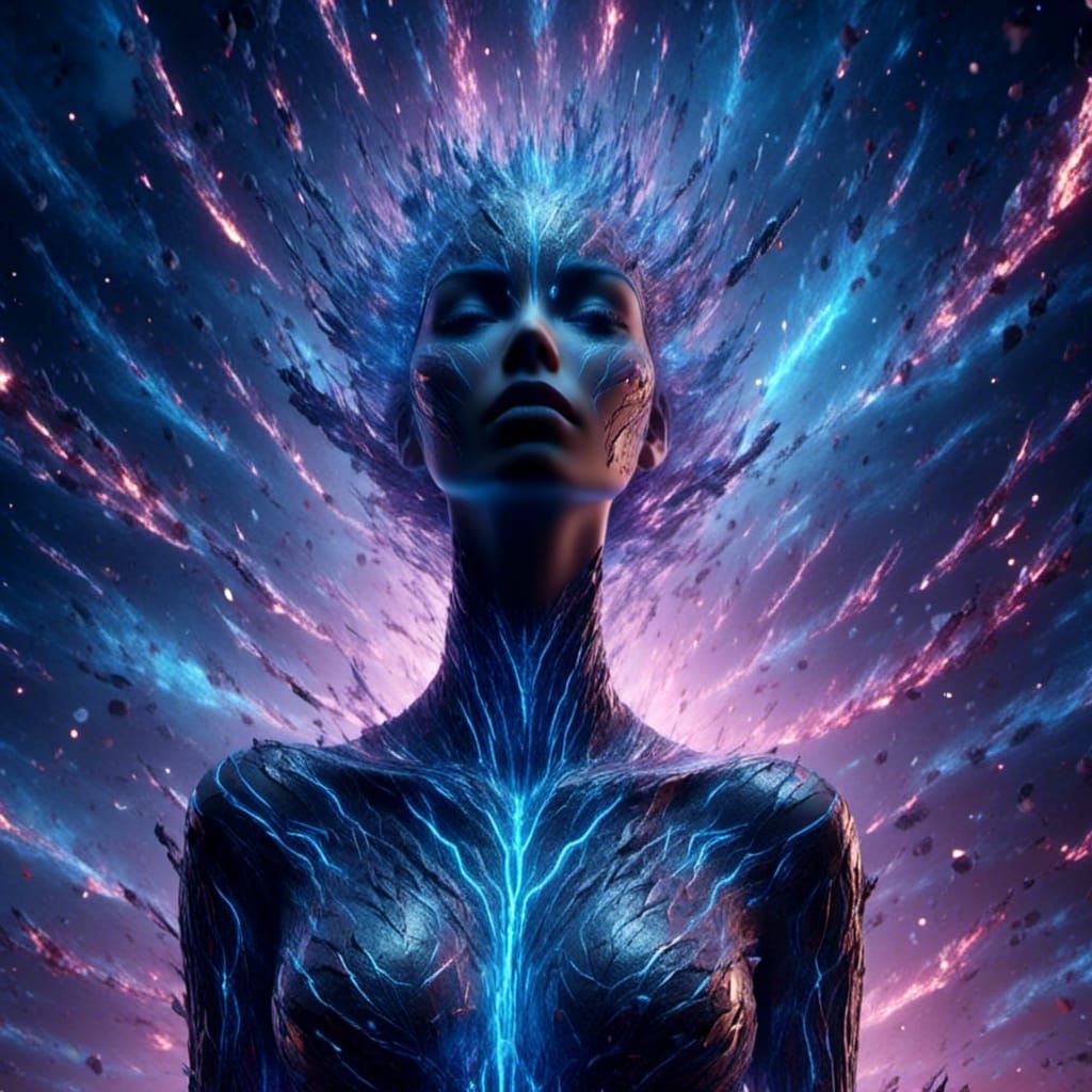 Celestial Woman of Galaxies in Cosmic Concept Art