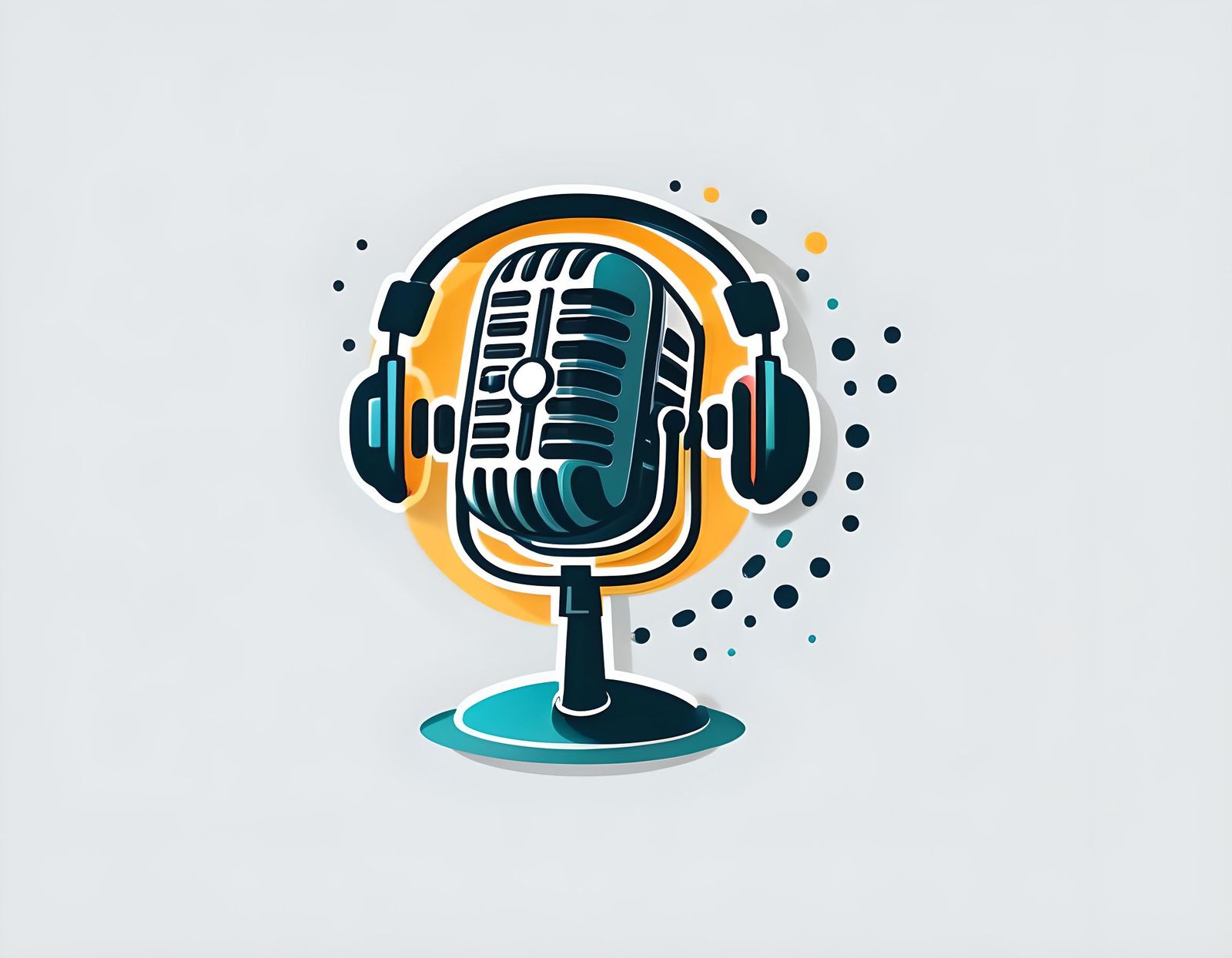 Playful Vector Podcast Logo with Microphone