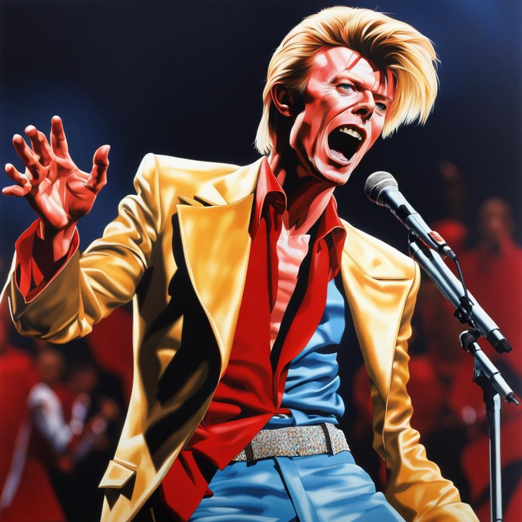 David Bowie in Red Suit, 'Let's Dance' Era