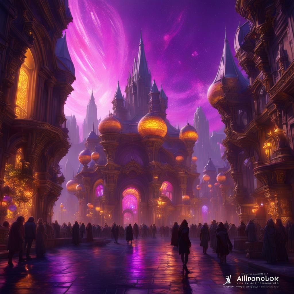 Cosmic Cityscape in Dark Fantasy Style