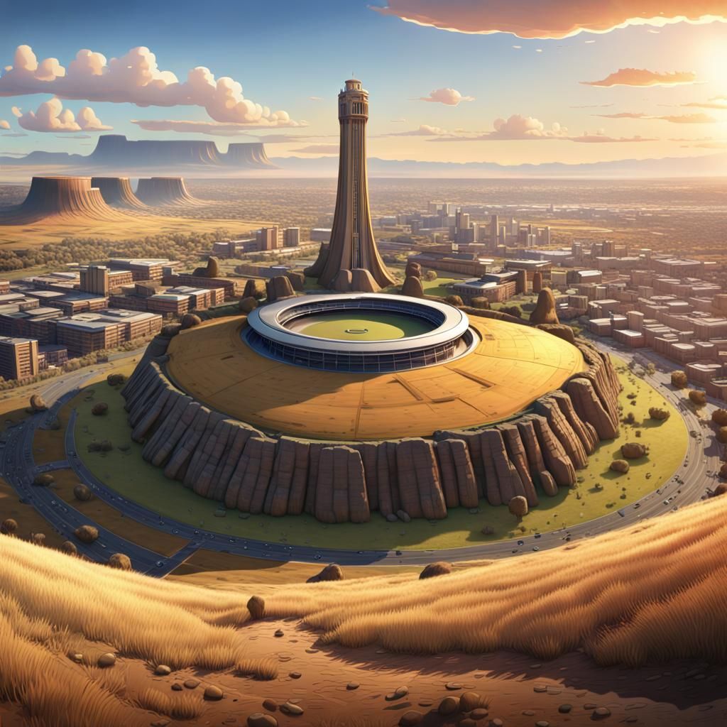 Bloemfontein Cityscape: 3D Digital Art of Golden Grasslands