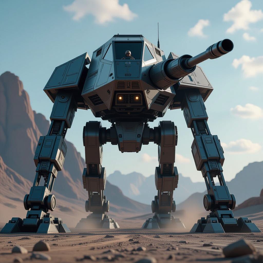 Futuristic Six-Legged Mech Tank in Cinematic Style