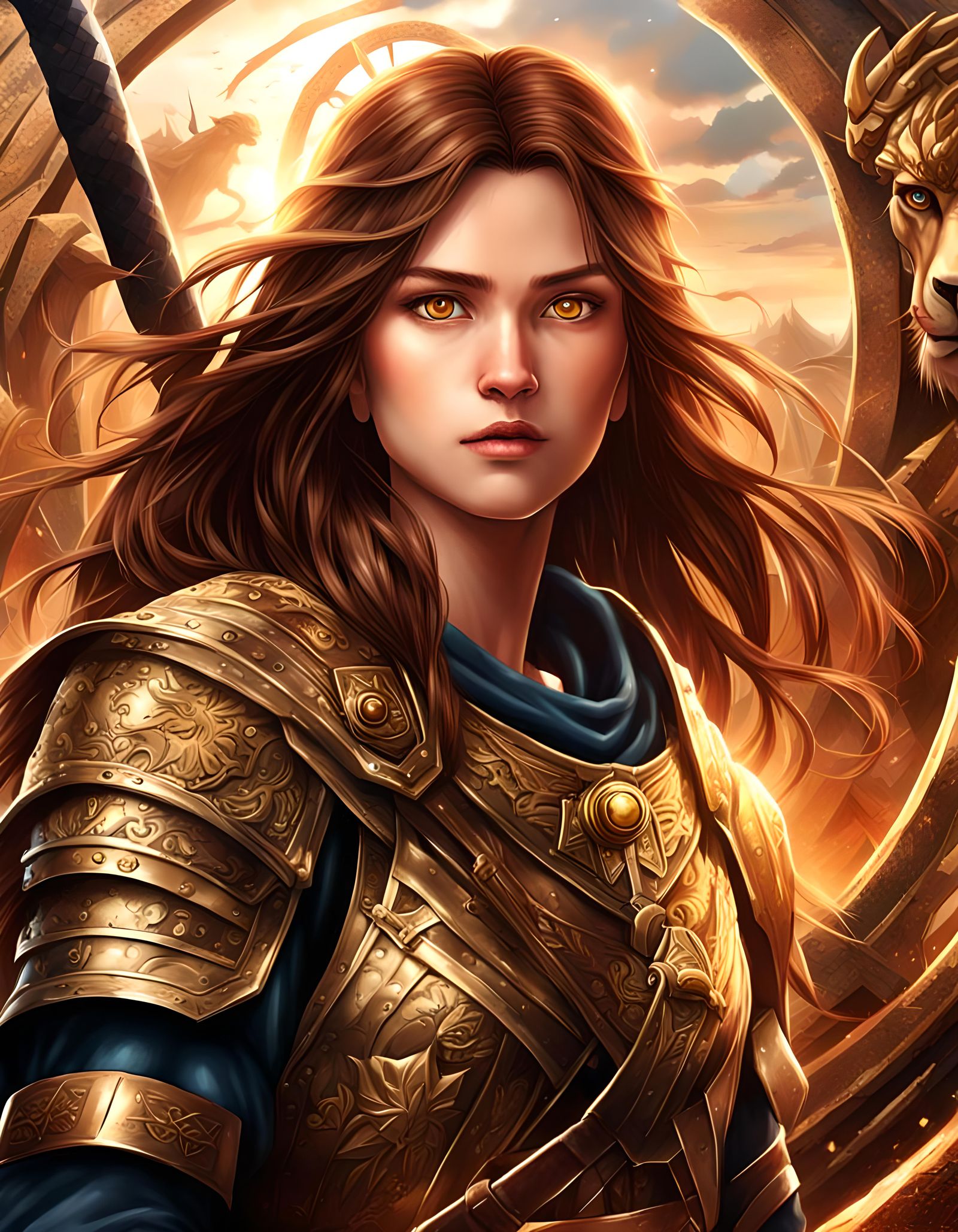 Leo Woman Warrior in 90s Anime Style