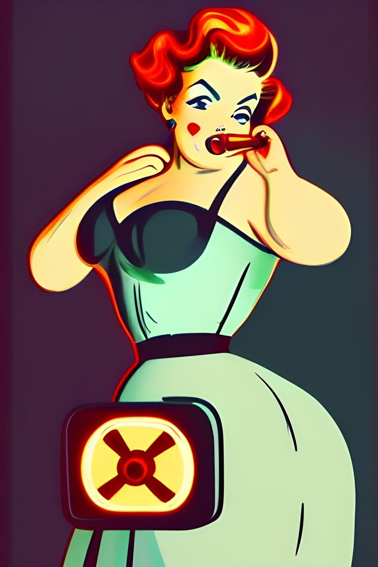 Post-Apocalyptic Pin-Up Girl with Glowing Eyes