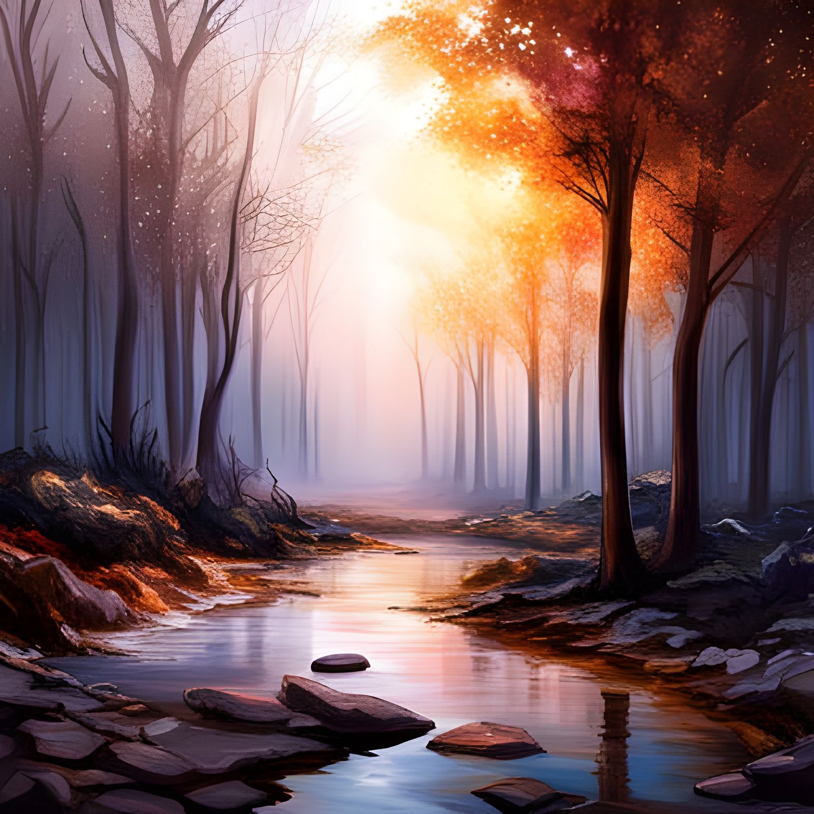 Fairies in Mystical Enchanted Forest: Fantasy Art