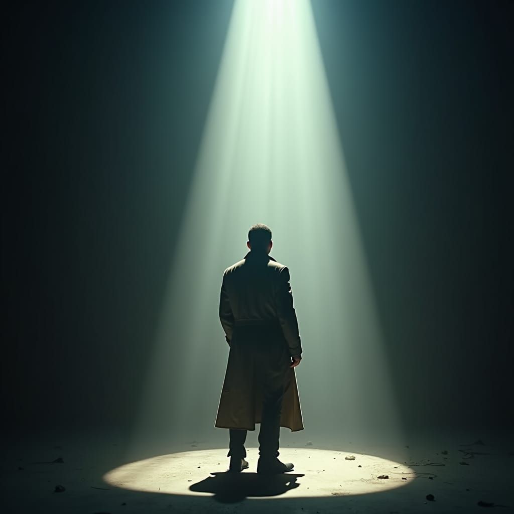 Man in Trench Coat: Cinematic Light and Shadow