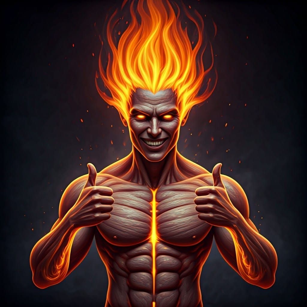 Vibrant Fire Elemental in Joyful Gesture