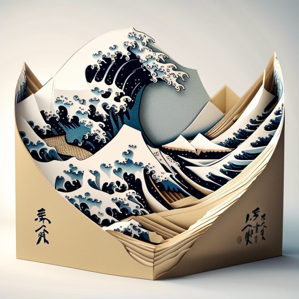 The Great Wave off Kanagawa -3D Origami