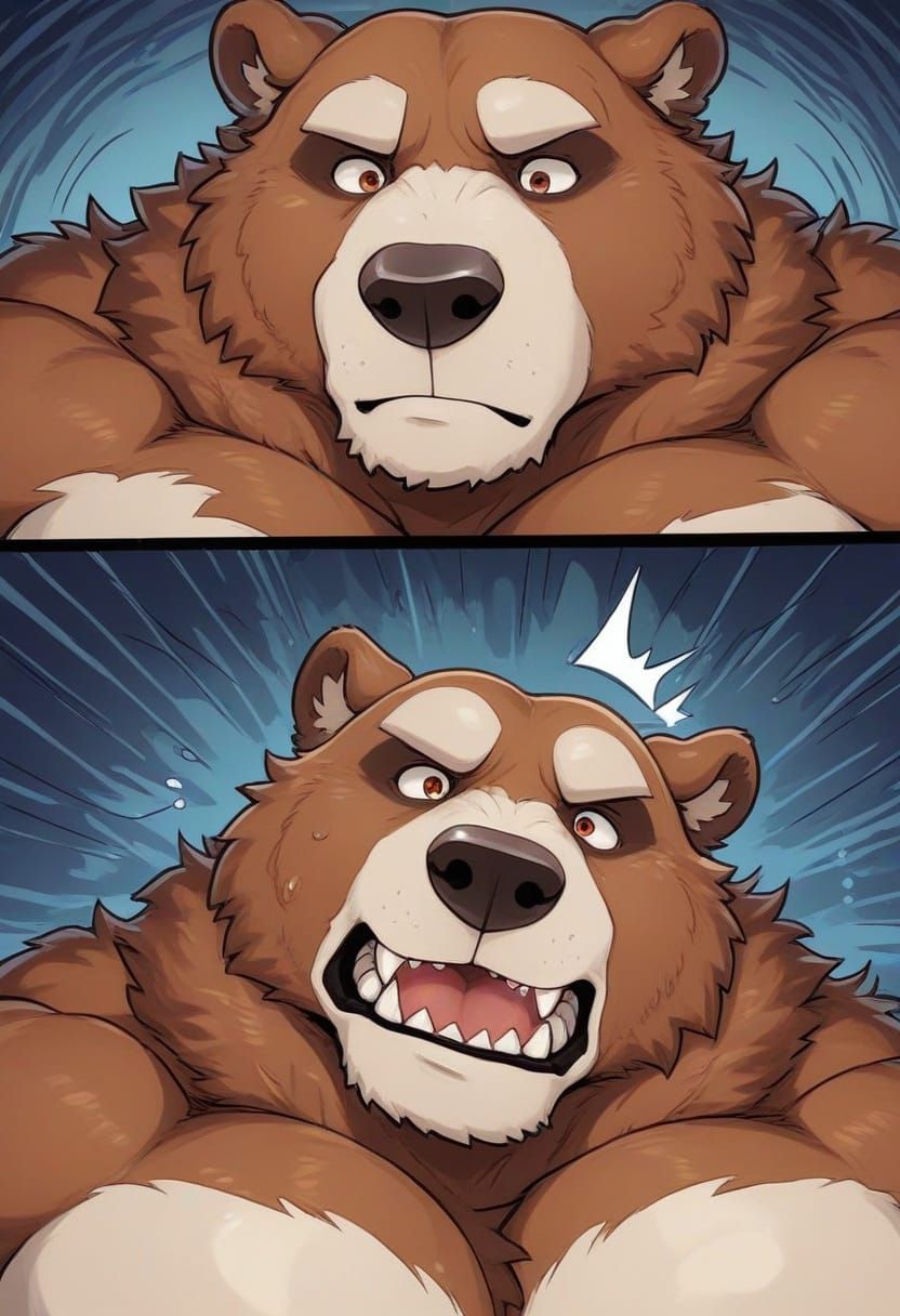 Obese Kodiak Bear Portrait with Tired Expression