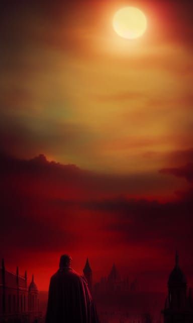 Doomsday Procession under Emerald Moon in Photography Style