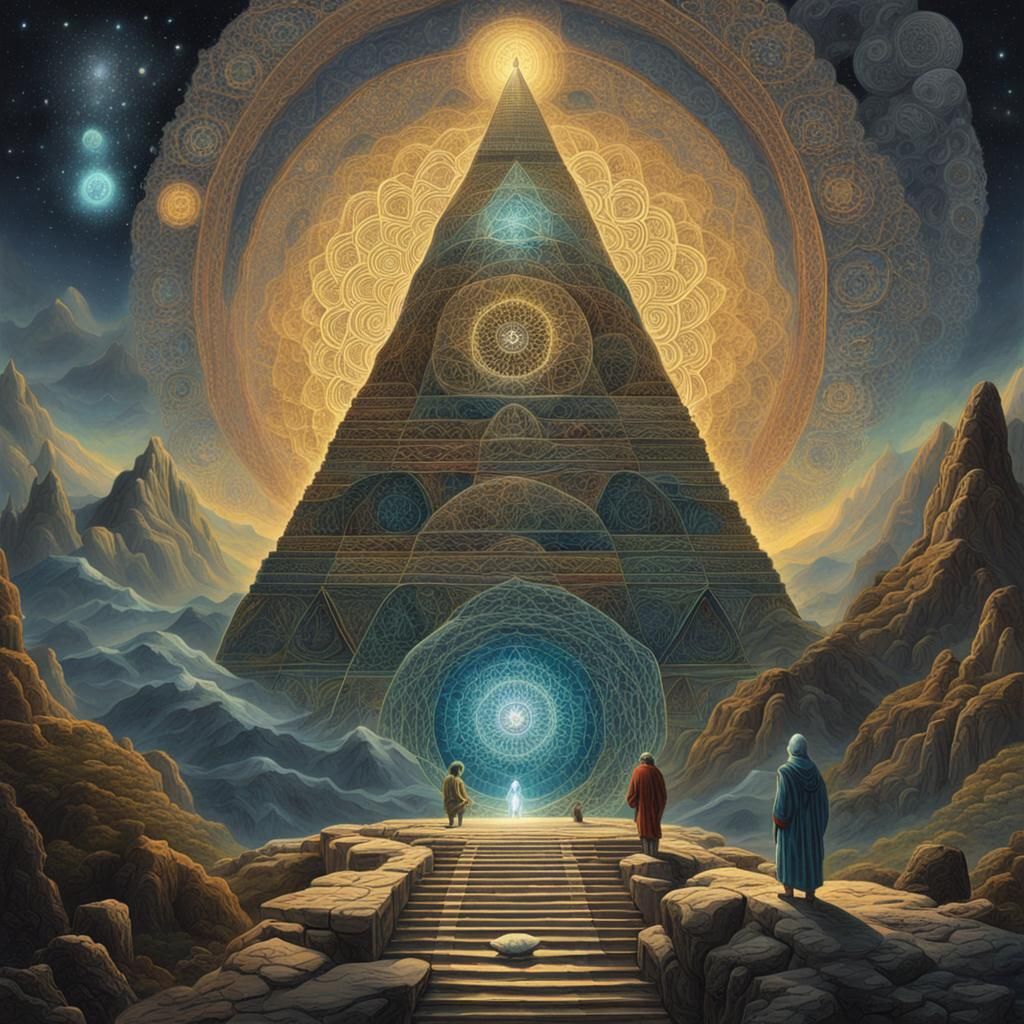 Psychedelic Alien Mind Contemplating Sacred Geometry