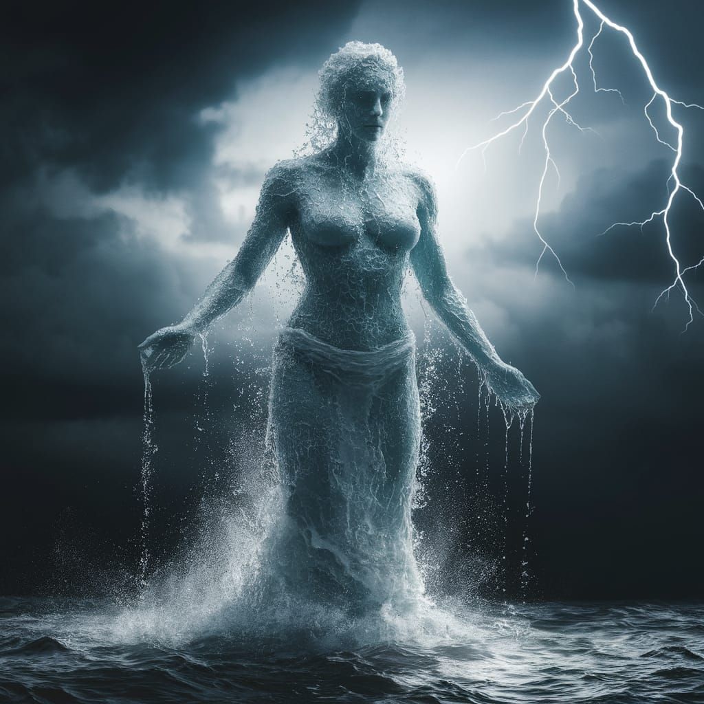 Water Goddess Emerges from the Stormy Sea