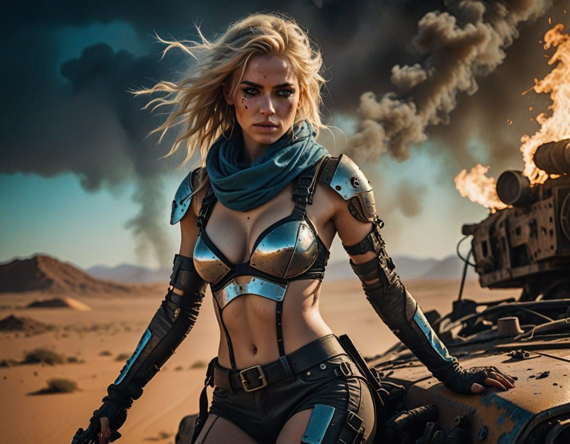 Cyberpunk Warrior Descends from War Machine