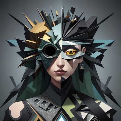 Avocado Eye: A Cubist Digital Art Interpretation