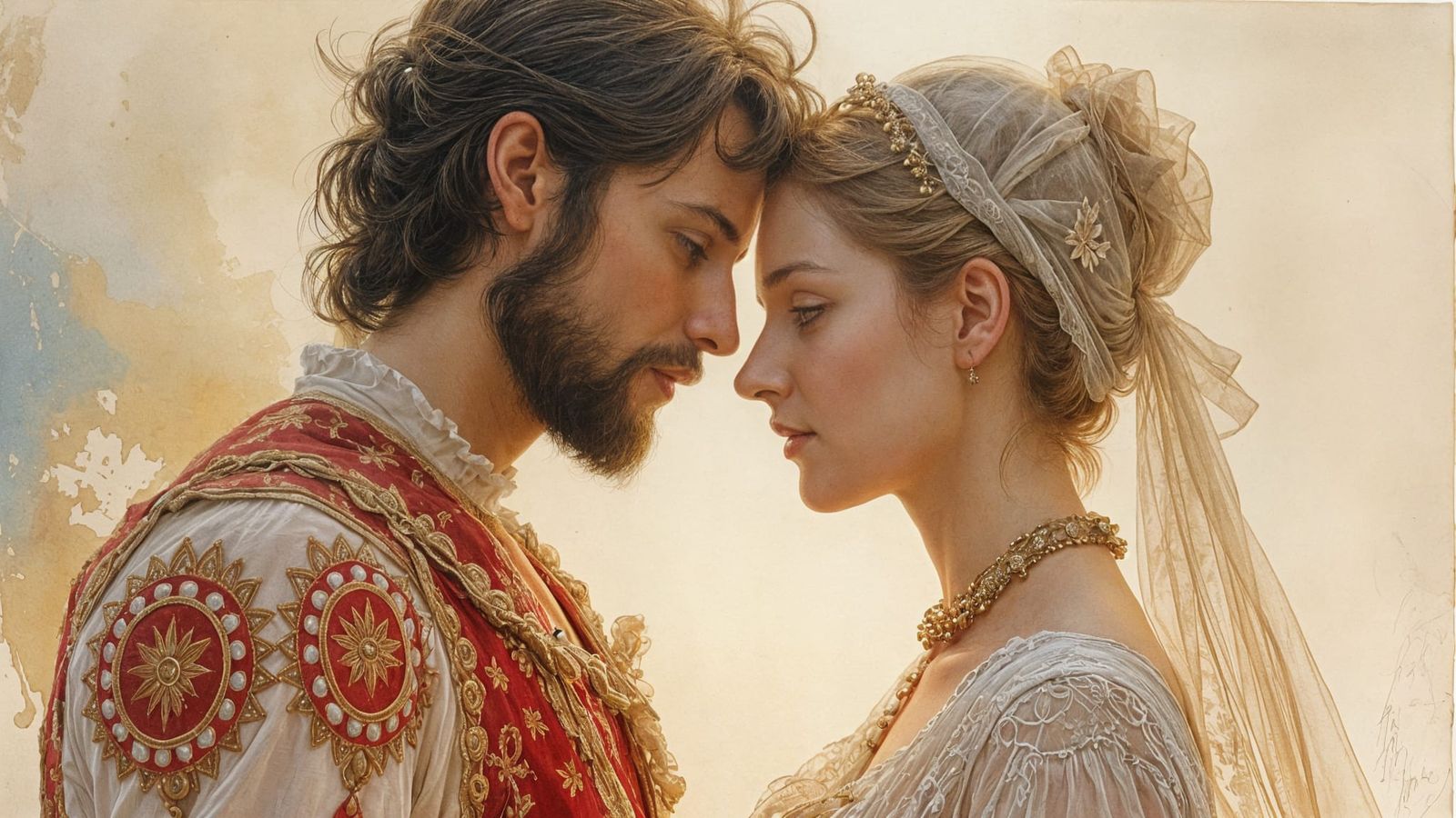 François I and Marguerite de Navarre: Watercolor Painting