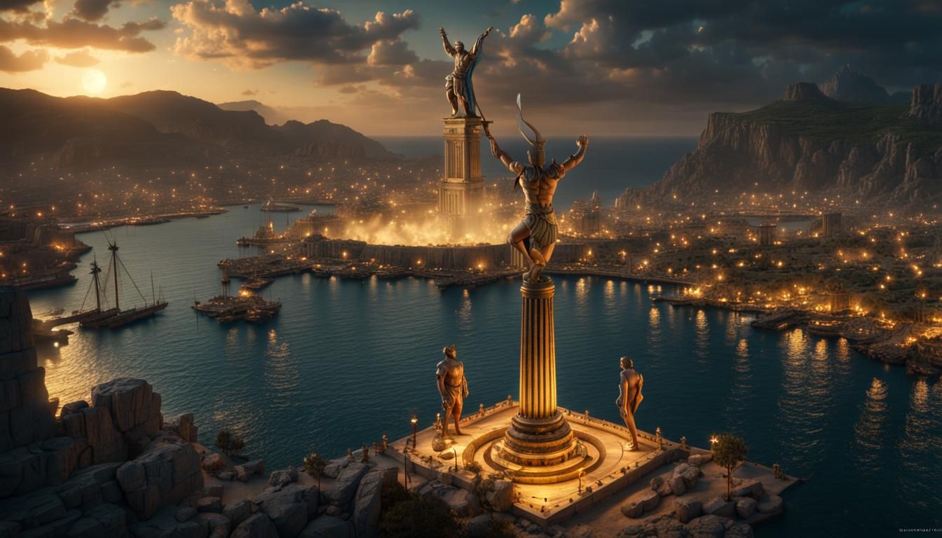 Epic Colossus of Rhodes Digital Matte Painting