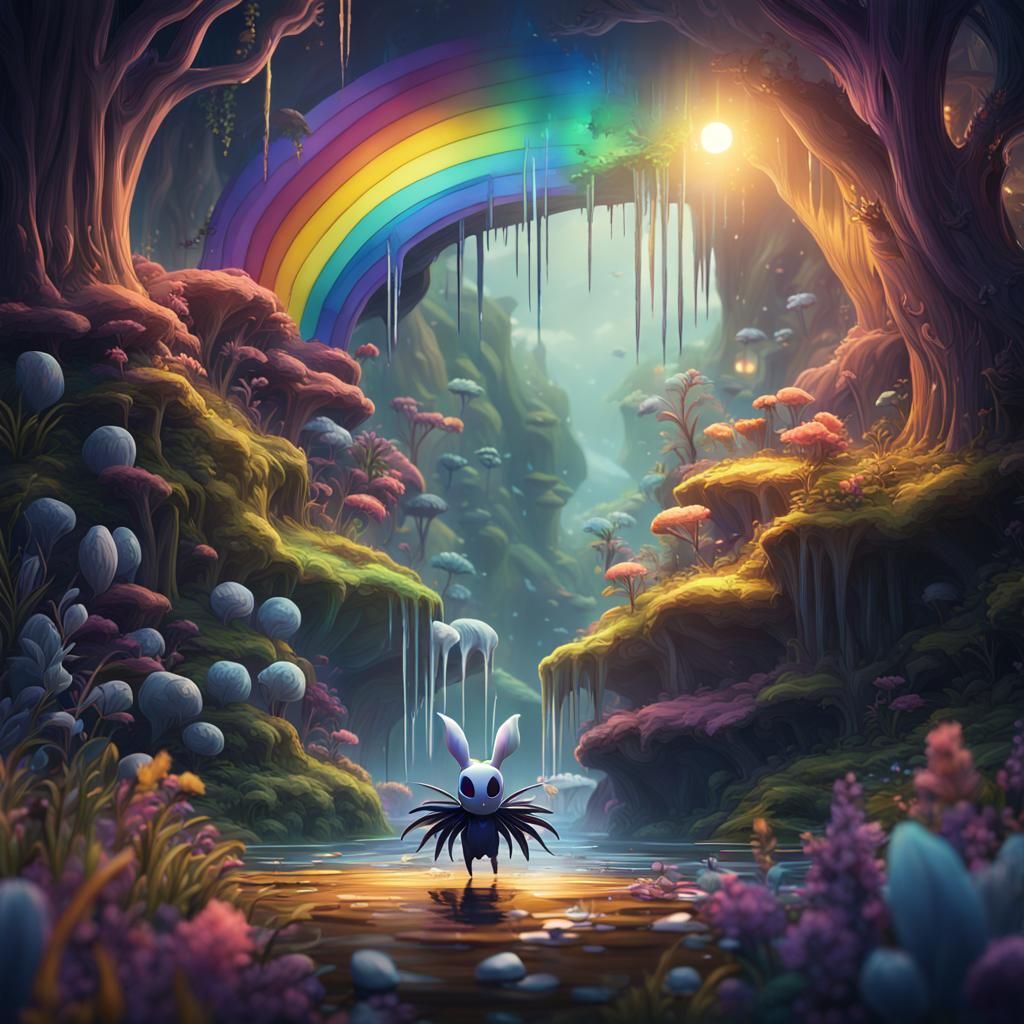 Rainbow Hollow Knight and Hornet Digital Art