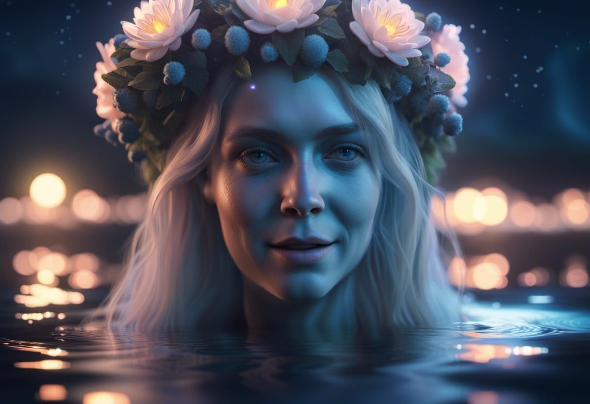 Norwegian Ghost with Flower Crown in Hyperrealism