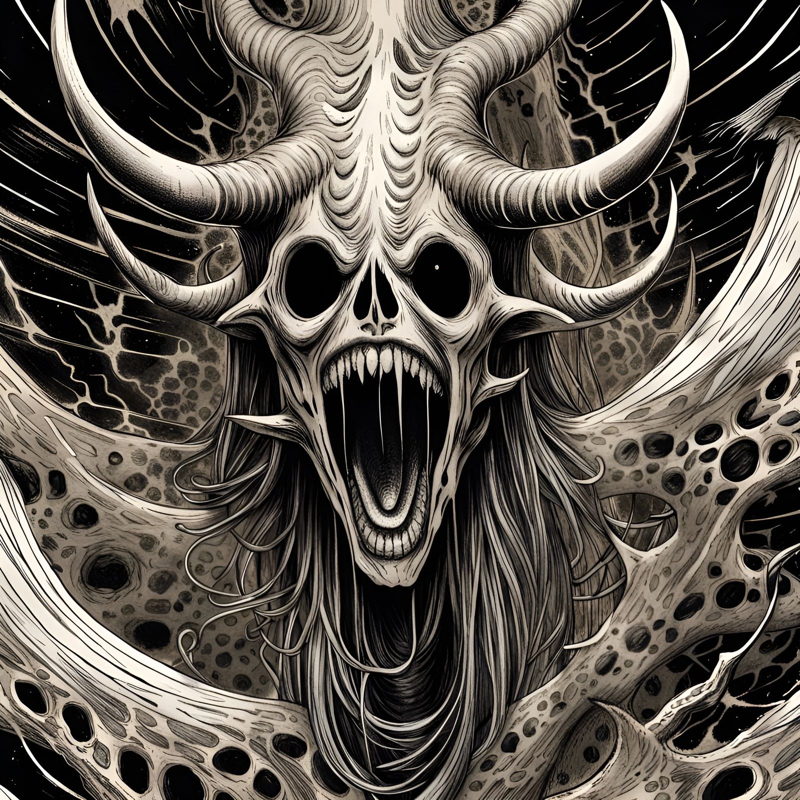 Horror Manga Staff with Screaming Face