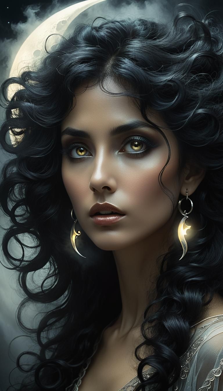 Mysterious Woman Portrait in Dark Fantasy Art Style