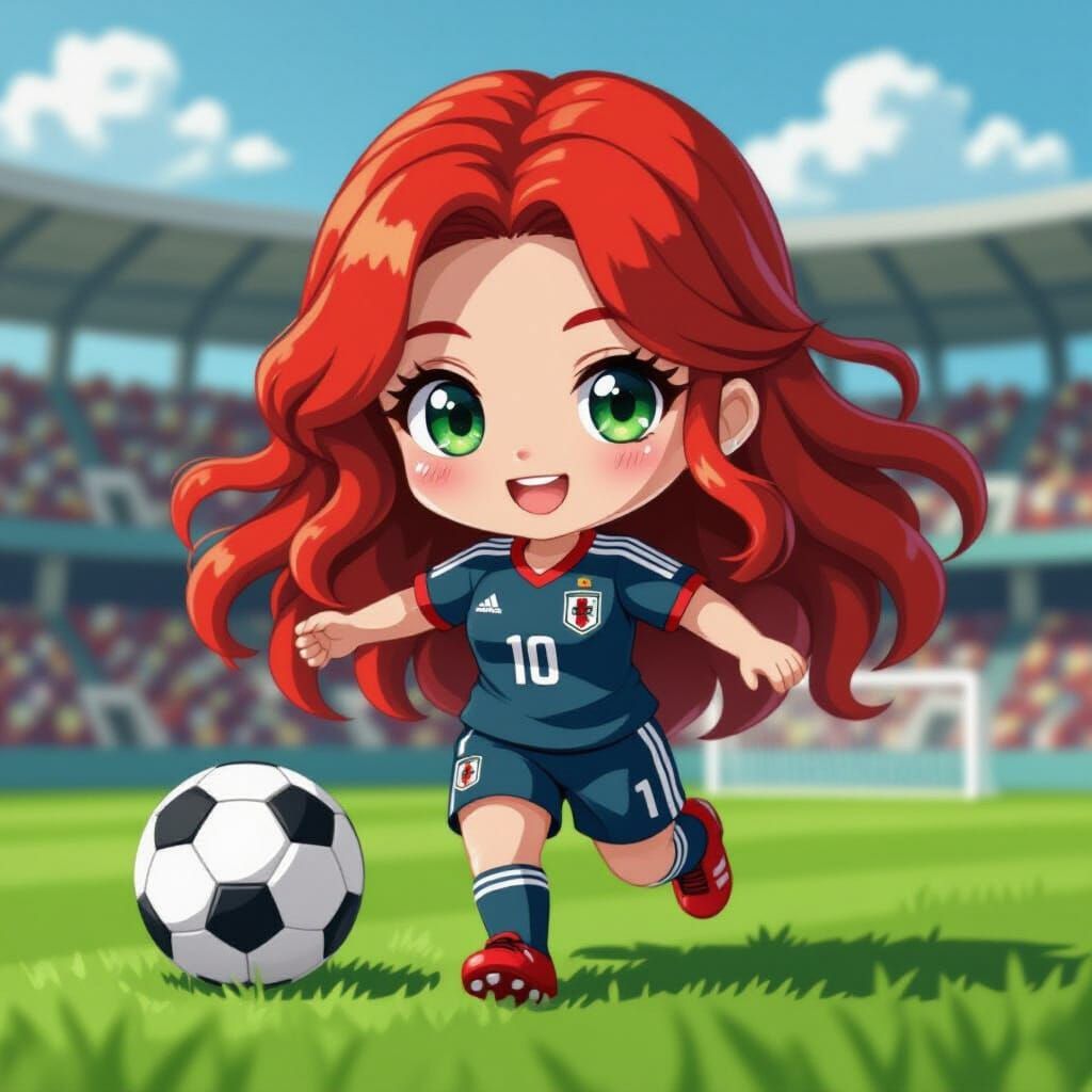 Cute Chibi Yarn Art of Soccer Player