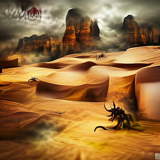 Demonic Figure in Desert Canyon Matte Painting