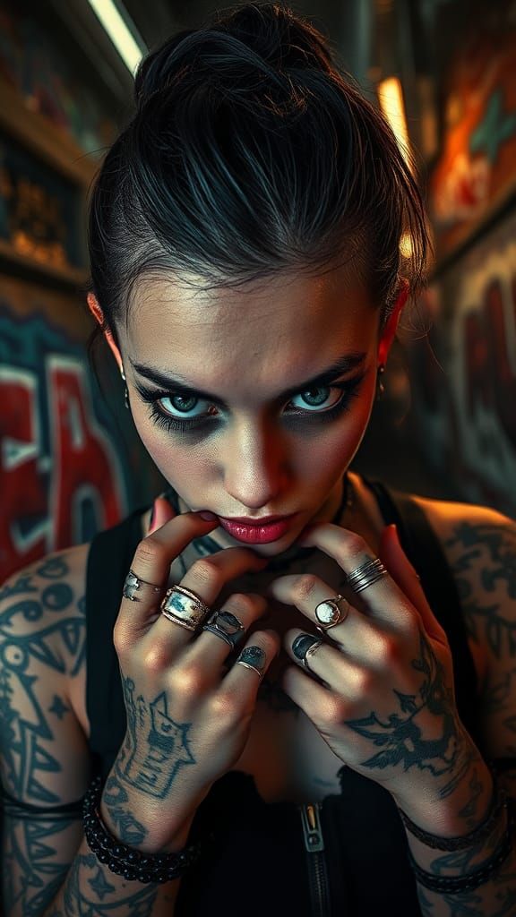 Gothic Woman Portrait in Urban Dystopia