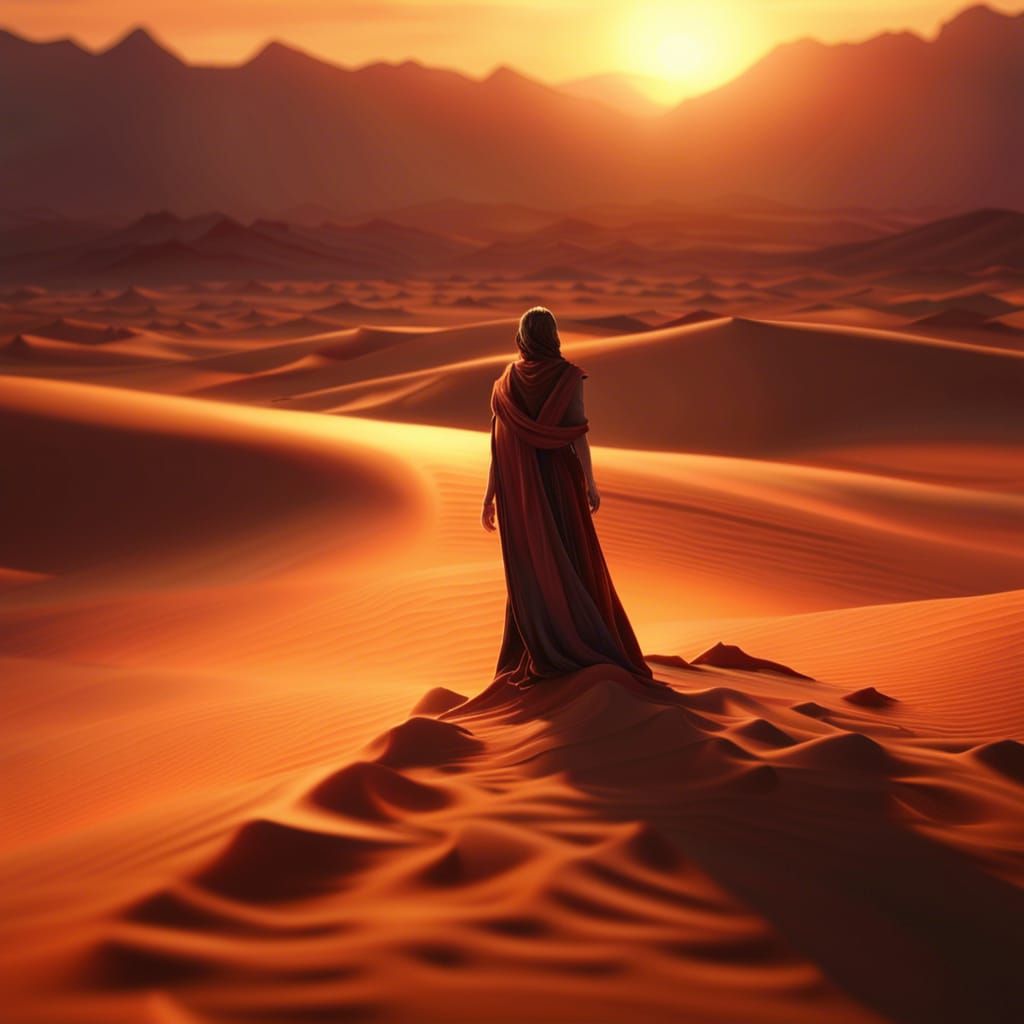 Dramatic Desert Sunset Digital Matte Painting
