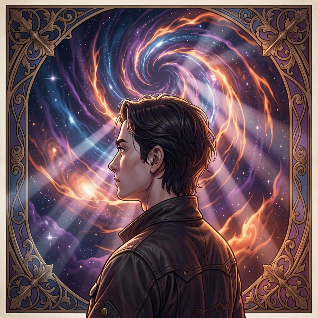 Cosmic Energy Vortex Portrait in Concept Art Style