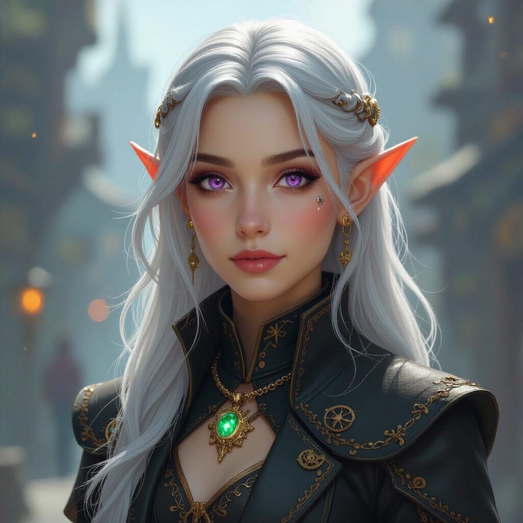 Star Elf Mage Novozin with Emerald Amulet