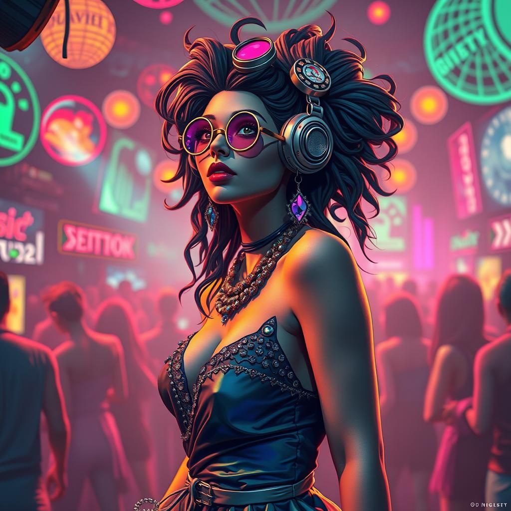 Whimsical Female Raver Artwork in 8k Resolution