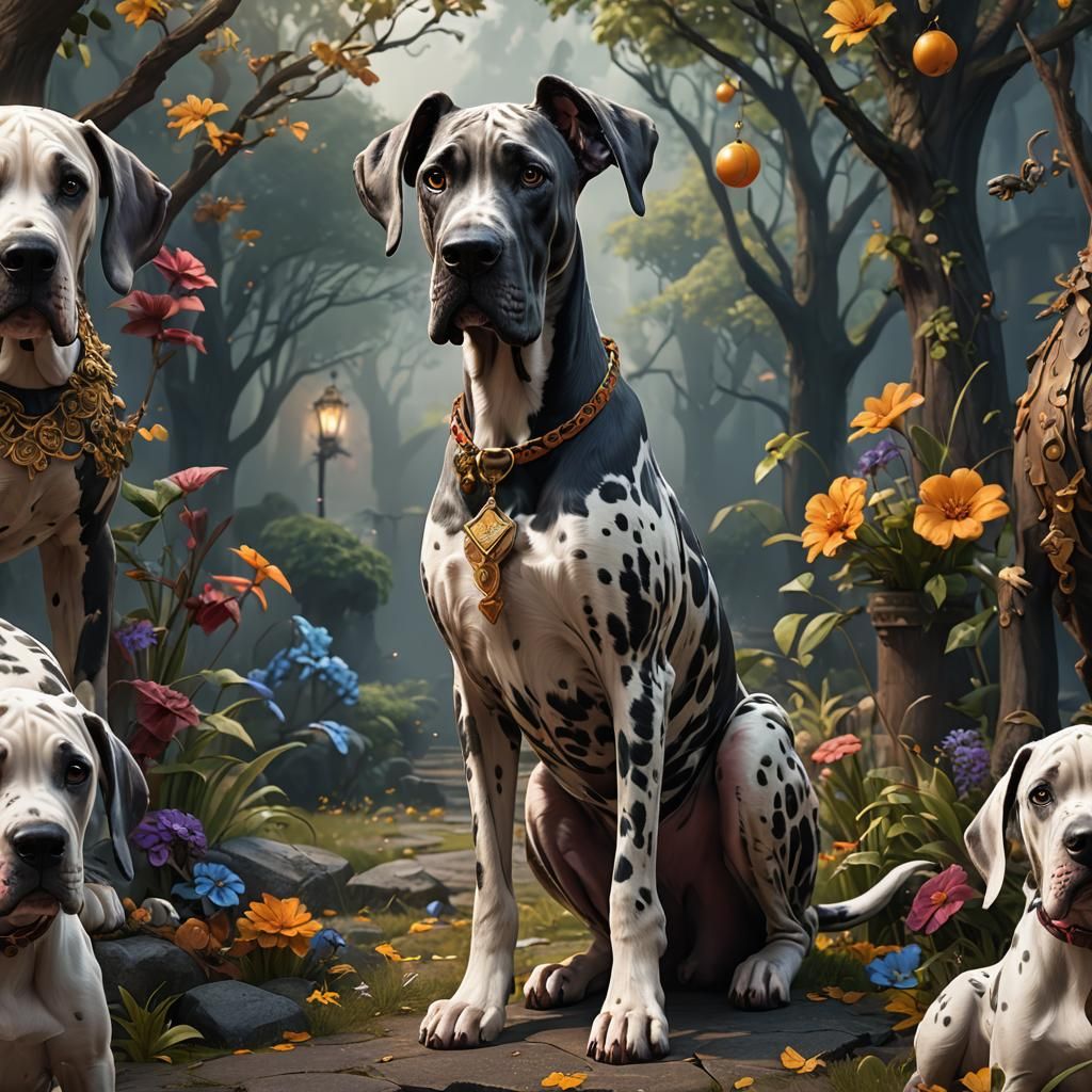 Cute Great Dane in Detailed Matte Painting