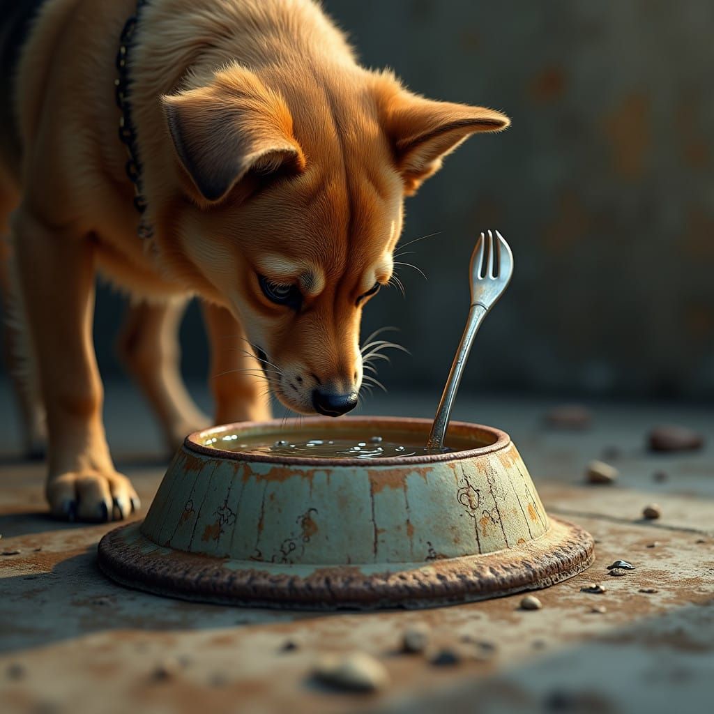 Wonderful Canine Gaze on Ancient Relic Spork