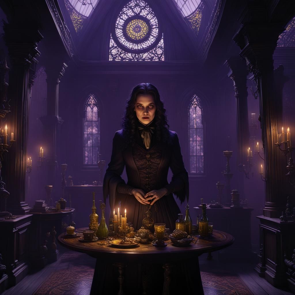 Wednesday Addams at Nevermore: Dark Fantasy Art