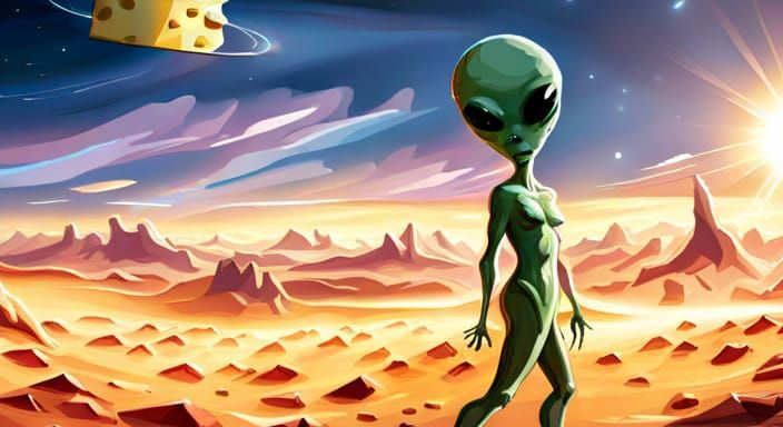 Alien Walks on Cheese Planet