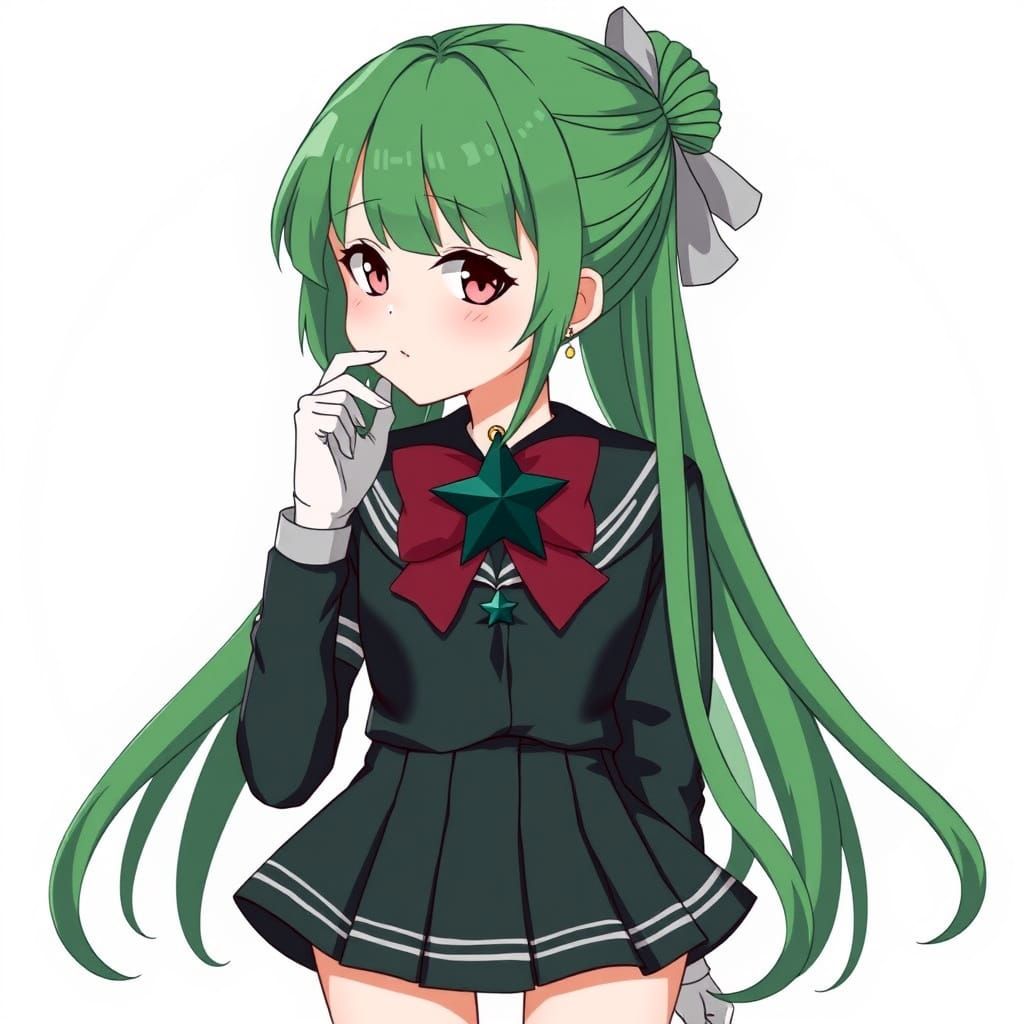 Gothic Sailor Schoolgirl with Star-Shaped Accents