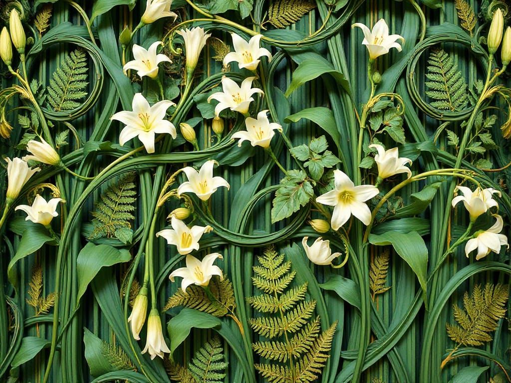 Living Tapestry of Botanical Art Nouveau