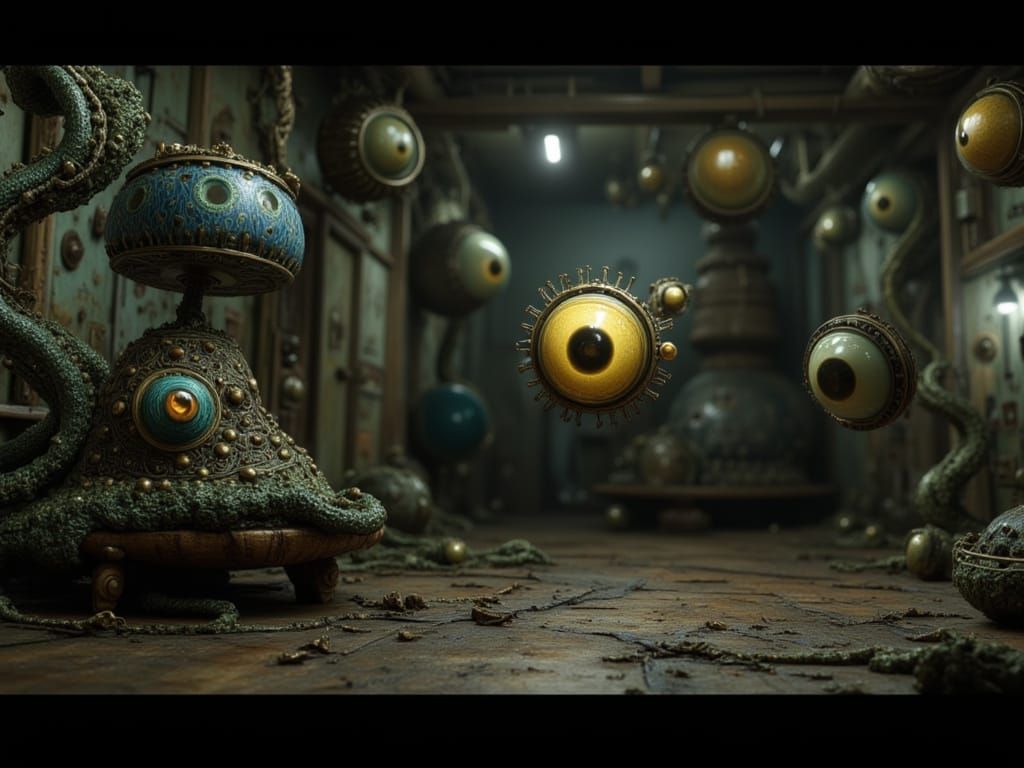 Ogling Eyes in Post-Human Kitchen, Dark Fantasy Style