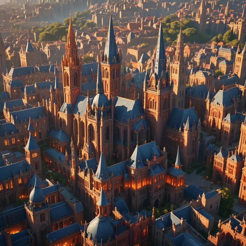 Fantastical Cityscape with Grand Architecture