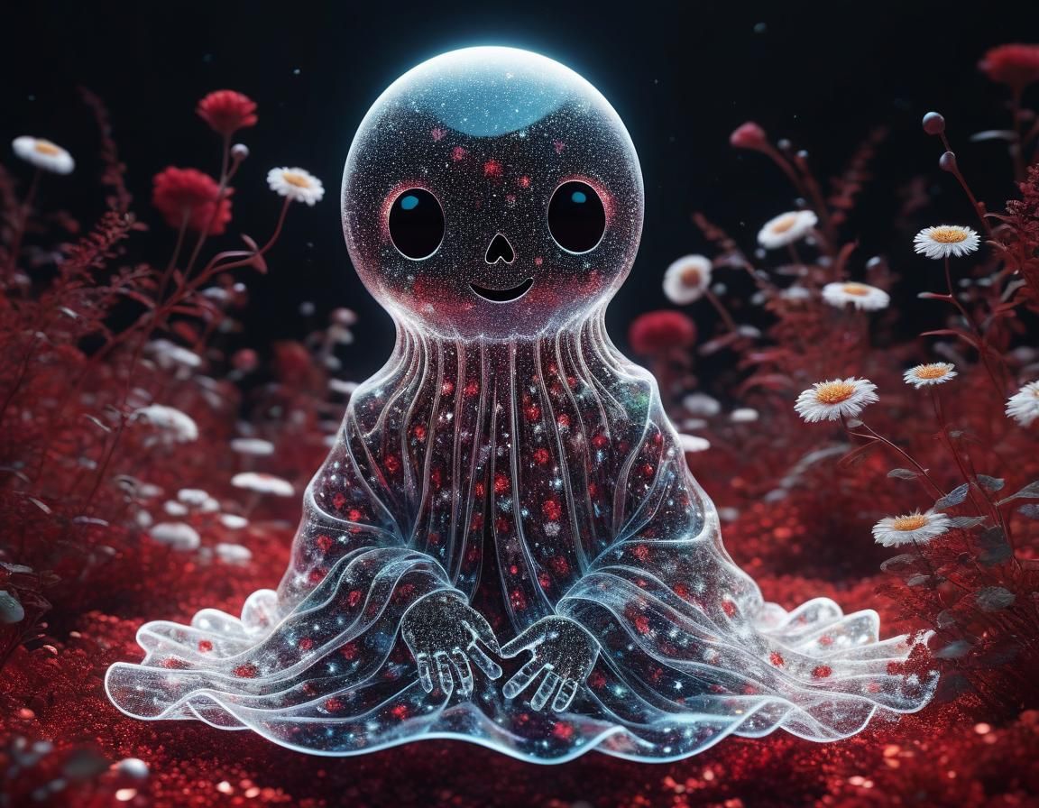 Cutest Ethereal Ghost in Abstract Surreal Art