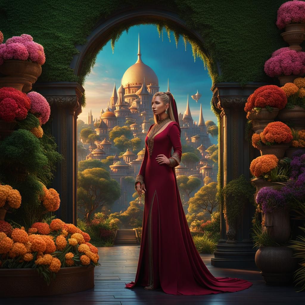 Young Barbra Streisand in California: Detailed Matte Paintin...