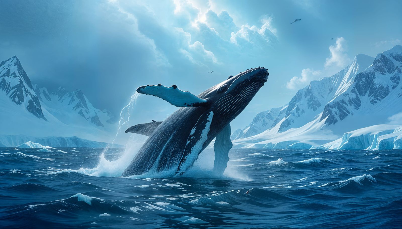 Humpback Whale Breaching in Arctic Waters