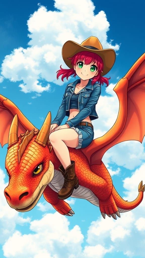 Dragon Rider in Flat Manga Style